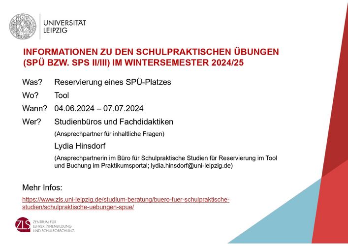 Informationen zu den SPÜ bzw. SPS II/III im WiSe 2024/25