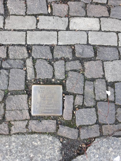 zur Vergrößerungsansicht des Bildes: Stolperstein der Käte Leipoldt, Foto: Sylvia Kolbe.