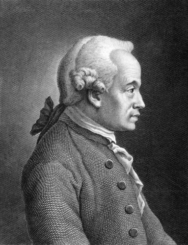 schwarz weißes Foto mit Portrait von Kant
